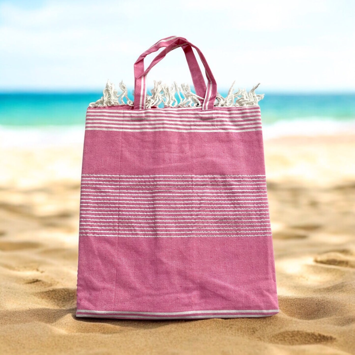 telo in filo spugna con manico a borsetta 100% spugna : pink rosa-SKU0807
