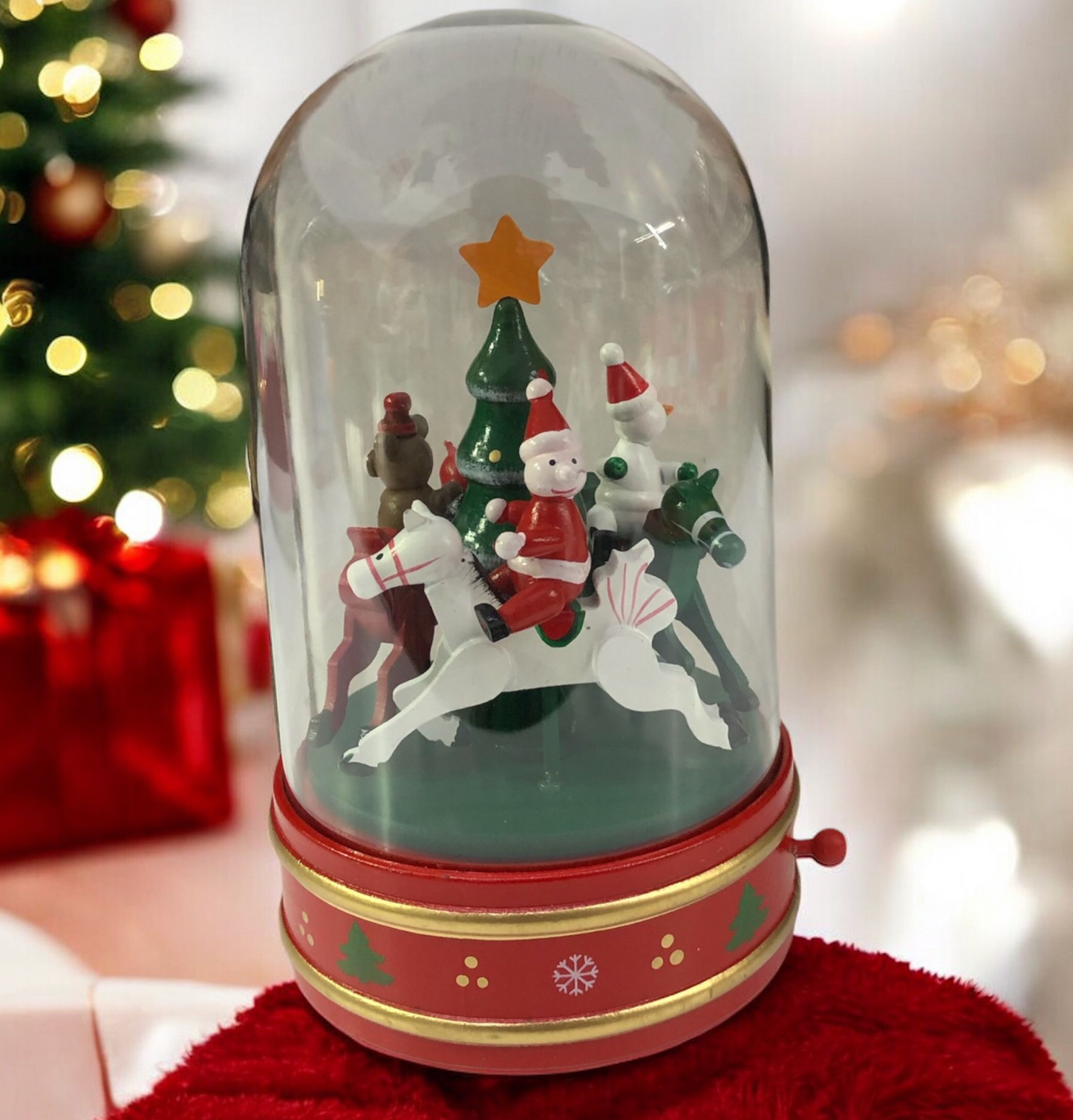 Decorazione natalizia: ceramica CARILLON PALLA CON CAVALLINI 25CM