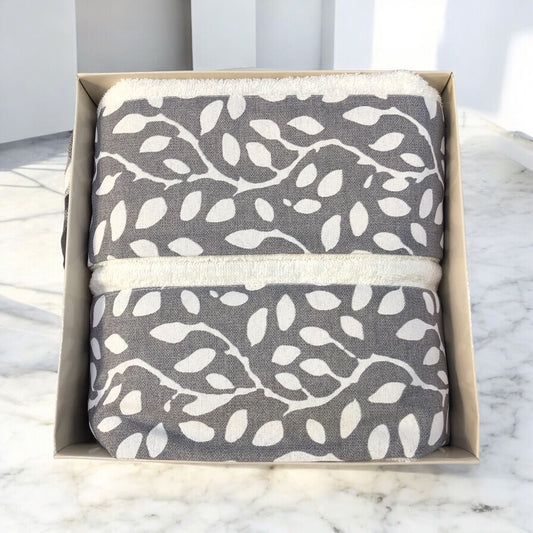 Spugna bagno asciugamano 1+1 scatolato fantasia: GRIGIO FLOREALE