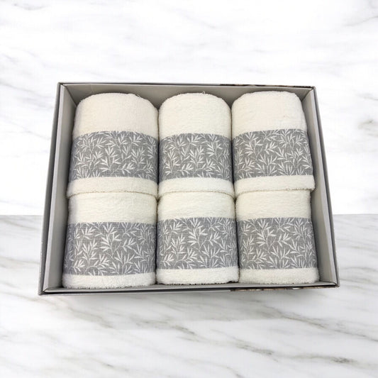 Set asciugamani  3 pezzi viso 3 pezzi ospite - Floreale grigio