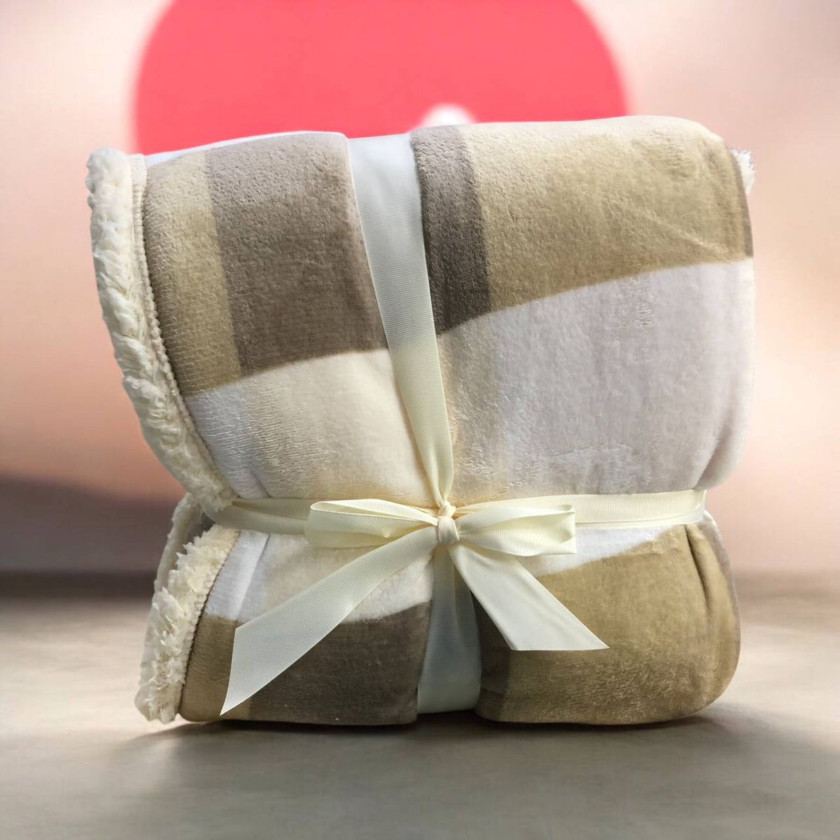 Plaid matrimoniale fiocco morbidone - Beige