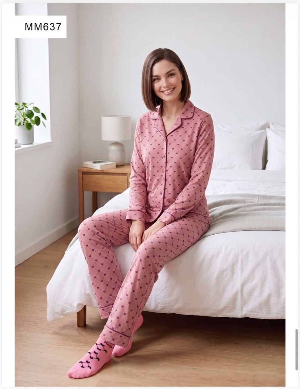 PIGIAMA DONNA CALDO COTONE MARTA MARZOTTO CON CALZINO ABBINATO Dalla S alla XXL - Pigiama rosa
