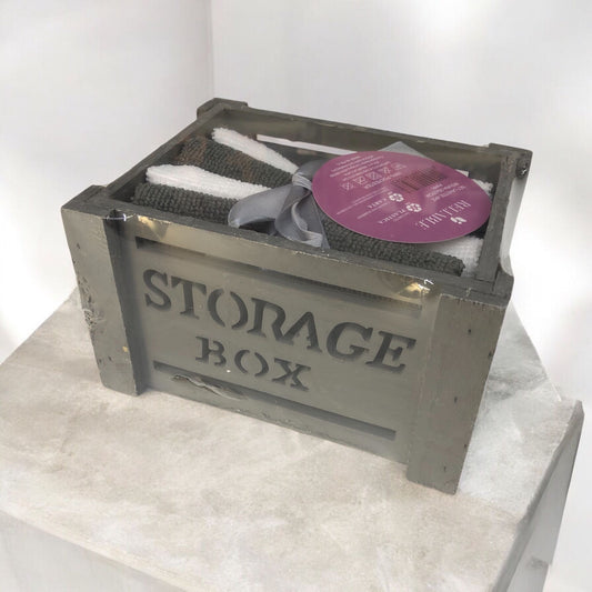 Set 4 lavette in puro cotone - Conf in legno - Grigio fumo