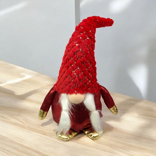 Gnomo natalizio lurex con cappello riccio 55cm