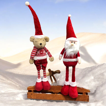 Decorazione natalizia: ORSETTO E BABBO NATALE IN PIEDI 75CM