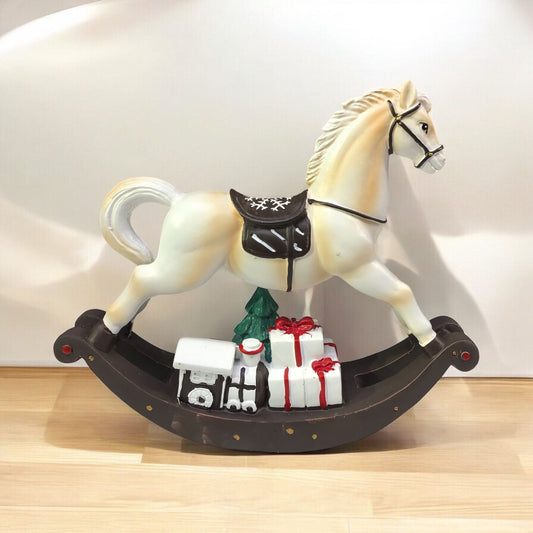 Decorazioni natalizie: CAVALLINO IN CERAMICA 20CM con LUCI e LED