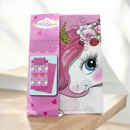 COMPLETO LETTO 3 PEZZI UNICORN PRINCESS - SINGOLO-SKU001111