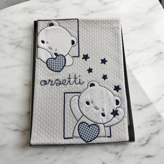 Copertina Culla ricamata orsetti bianca-SKU0020