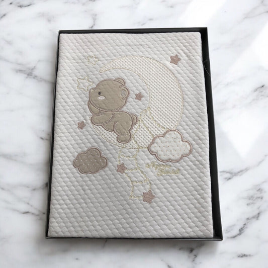 Copertina Culla ricamata orsetti beije-SKU0021