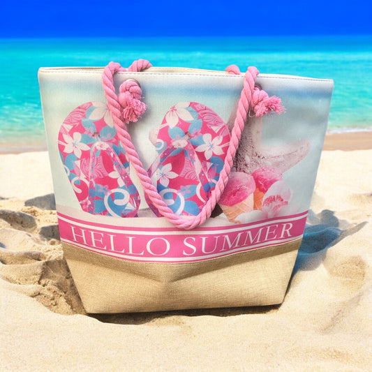 Borsa mare in tessuto - HELLO SUMMER ROSA-SKU0772