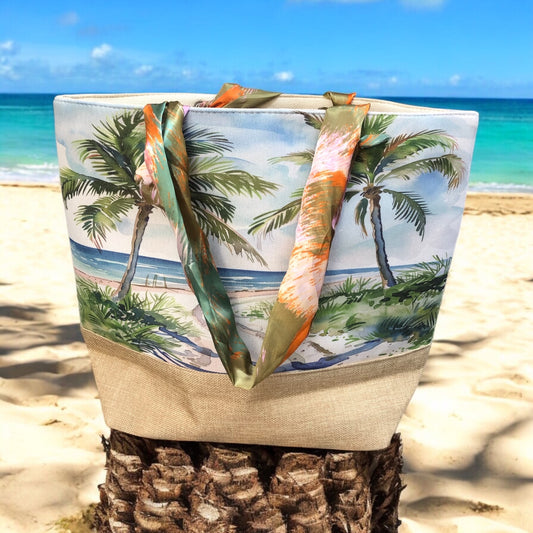 Borsa mare in tessuto - HELLO SUMMER - PALME-SKU0775