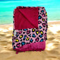 telo mare con stampa e retro in 100% spugna : PINK LOVE-SKU0906