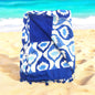 telo mare con stampa e retro in 100% spugna : CORAL BLUE-SKU0907