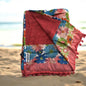 telo mare con stampa e retro in 100% spugna : floreale rosdo-SKU0908