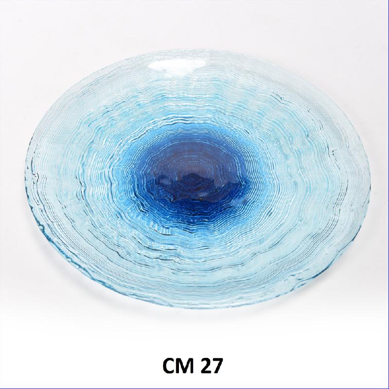 BLU DEGRADE PIATTO IN VETRO ONDA PIANO CM 27XH2,5-SKU1212