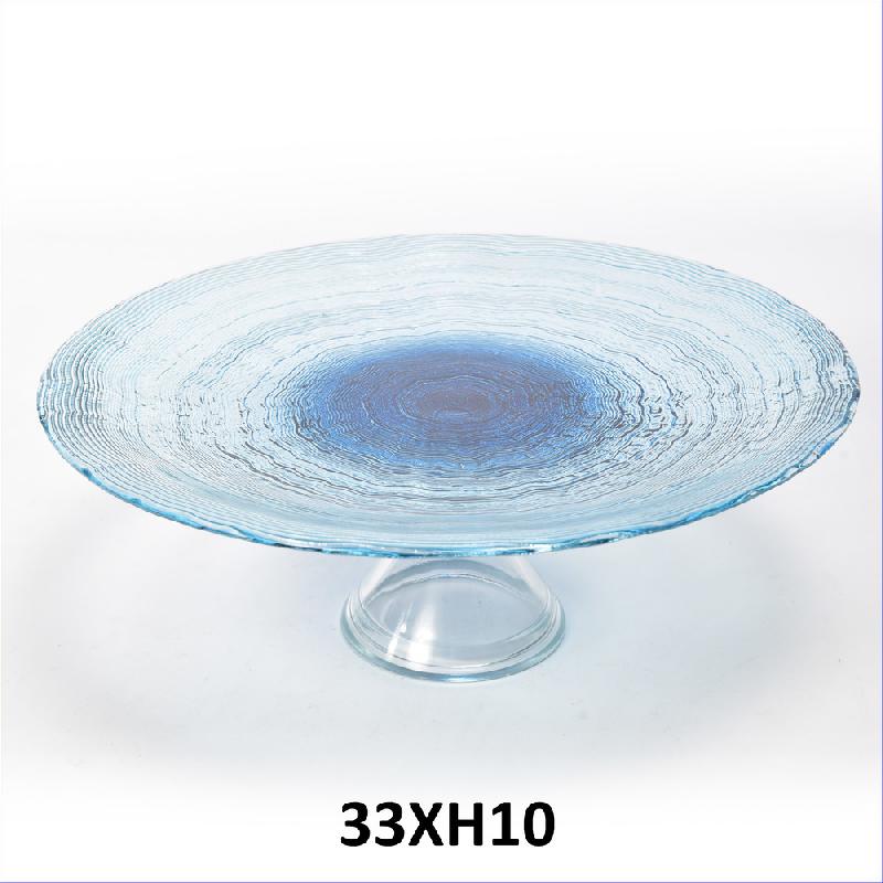 BLU DEGRADE ALZATA TONDA IN VETRO ONDA 33XH10-SKU12223