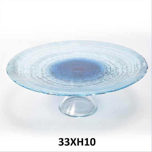 BLU DEGRADE ALZATA TONDA IN VETRO ONDA 33XH10-SKU12223