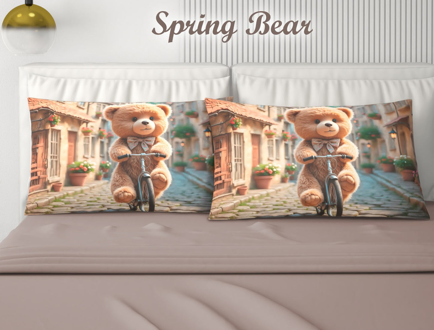 completo letto IRGE 100% COTONE CON 4 FEDERE - ORSETTO BICI-SKU155