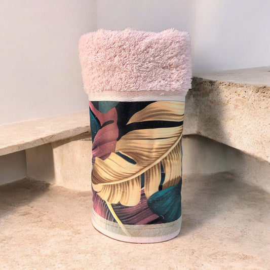 set spugna con balza fantasia piume gold- rosa cipria-SKU6833